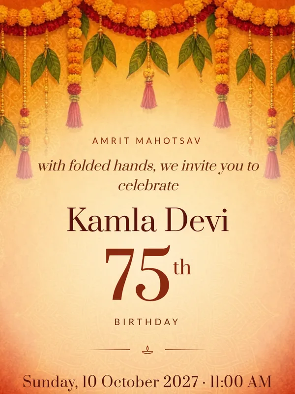 Amrit Utsav birthday invitation design preview