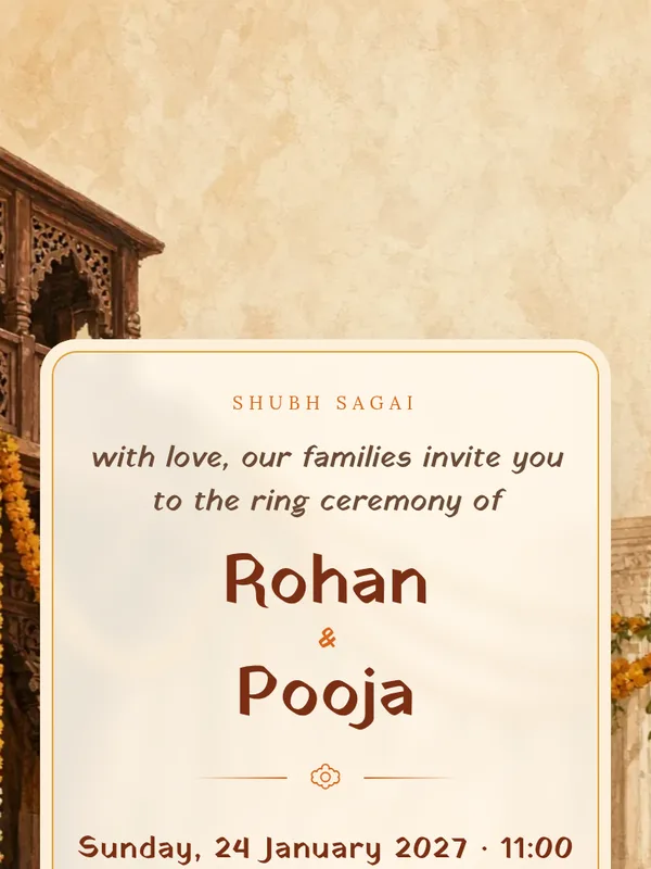 Genda Phool engagement invitation design preview