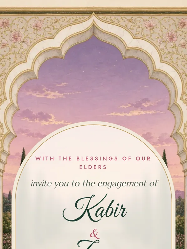 Gulabi Bagh engagement invitation design preview