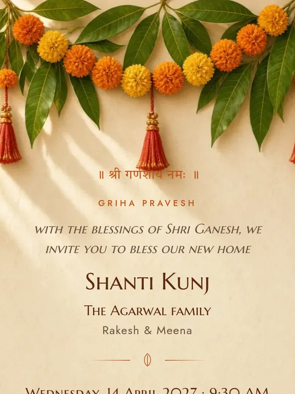 Shubh Dwar Griha Pravesh invitation design preview