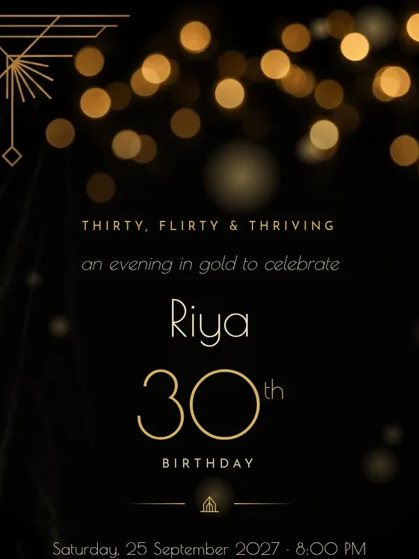 Sunehri Shaam birthday invitation design preview